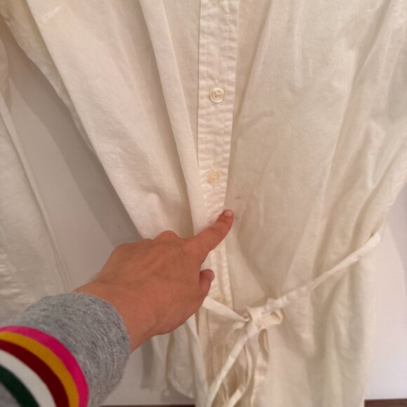 White Women's Button-Down Blouse with Square Collar Waist Tie Elle XS - Picture 6 of 10